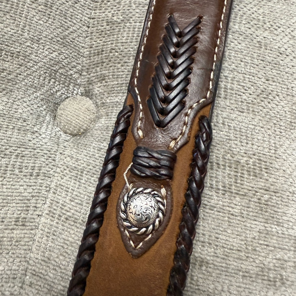 Nocona Brown Leather Belt with Silver Accents - Picture 7 of 10